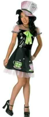 3pc Alice Wonderland MAD HATTER Dress Petticoat Halloween Costume Girl XL 14-16 - Image 1 of 3