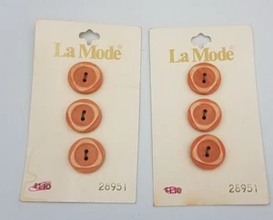 VTG La Mode #28951 Round Buttons Orange  2 Cards  3 Buttons Retro Look 16mm - Picture 1 of 2