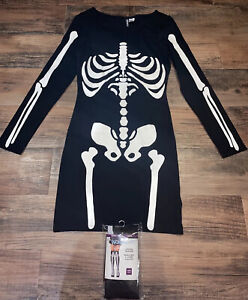 H&M Women’s skeleton dress costume & High sock set NEW Sz 4