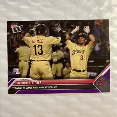 Dominic Fletcher - 2023 MLB TOPPS NOW Card 281 - Purple Parallel 01/25 RC 1st HR - Image 1 of 3