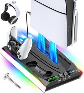Rysker PS5 Stand for PS5 Slim Disc/Ps5 Disc & Digital, 3-Level Cooling Statio... - Picture 1 of 7