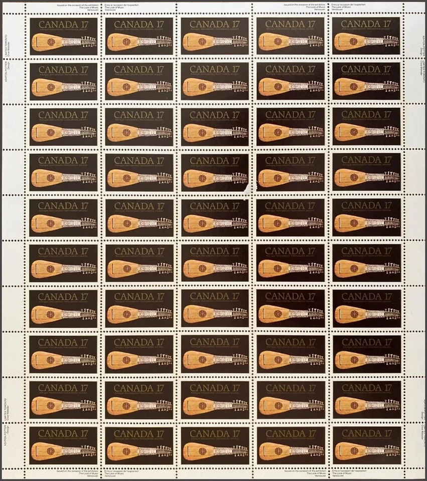 Canada Stamp Sheet - 1981 17c "LOOK OF MUSIC" EXHIBITION INSCRIPTION Pane of 50 - Image 1 of 1