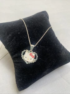 Signed Sanrio JCM Hello Kitty Heart Sterling Silver 925 Necklace 18” - Picture 1 of 13