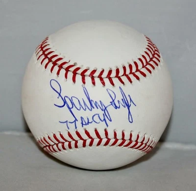 Camiseta de béisbol Sparky Lyle autografiada Rawlings OML 77 AL Cy Insc- fuente auténtica Foto 1 de 3