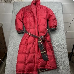 Lands End Down Robe Mens Red Flannel Lined Size XS - Picture 1 of 11