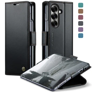 Custodia portafoglio per Samsung Galaxy Z Fold 7 6 5 supporto porta carte pelle flip cover - Foto 1 di 22