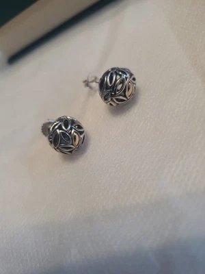 14k & Sterling JAI John Hardy Round Stud Earrings. New In Box. - Image 1 of 4