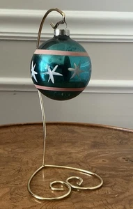 Vintage Sterne Streifen blau rosa glänzend Brite Glas Ornament - Bild 1 von 6