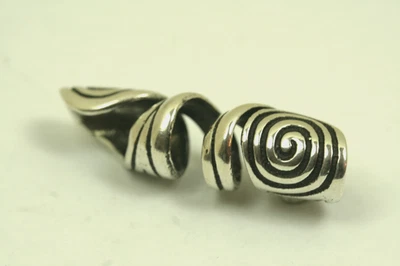 Haarschmuck Haarperle Spiralen Silber Bartperle Wikinger groß anpassbar 925er S - Bild 1 von 4