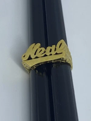 Anillo con nombre personalizado de latón “Neal” talla 6,75” Foto 1 de 4