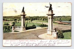 c1907 UDB Postkarte Pittsburgh PA Pennsylvania Eingang zum Highland Park - Bild 1 von 11