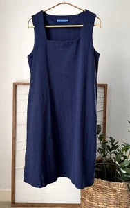 Women's J. McLAUGHLIN Navy Blue Textured Lindley Dress Size Large L - Picture 1 of 4