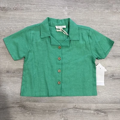 Camisa Jessica Simpson Niñas Pequeñas Verde Botón Frontal 4T Manga Corta Nueva con Etiquetas Foto 1 de 4