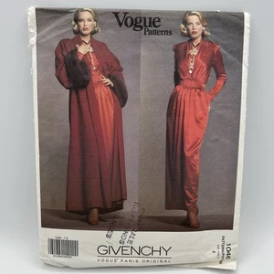 Vogue 1046 GIVENCHY Schnittmuster langes Kleid & Mantel Größe 8 UC FF 1992 - Bild 1 von 9
