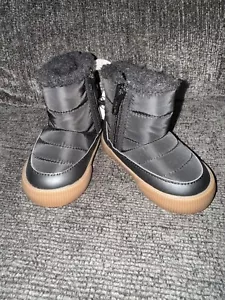 H&M Toddler Puffer Faux Fur Lined Boots In Black Size US 4-5 - Picture 1 of 5