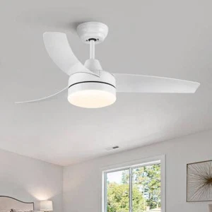 YUHAO Smalisze 42 in. Integrated LED Indoor White Standard Ceiling Fan - Picture 1 of 7