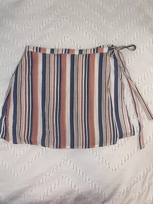 Sadie & Sage blue/coral stripes, fully lined wrap skort, EUC - sz SMALL - Image 1 of 4