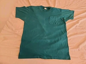 Vtg 80s Fruit Of The Loom Selvedge Pocket Green T-Shirt Adult XL - Picture 1 of 16