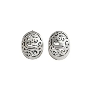 Pendientes con bisagras de plata esterlina 925 nube en forma de huevo A1705 - Imagen 1 de 8