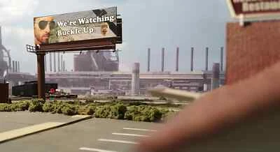 MODERN DOUBLE SIDED BILLBOARD w/SIGNAGE - HO Scale BLMA BUILT  - NEW - Image 1 of 4