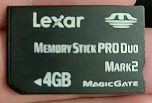 Lexar Memory Stick Pro Duo 4GB Mark 2 Memory Card For Sony Camera / PSP - Picture 1 of 2