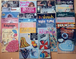 Crochet Pattern Books & Magazines Lot 27 Vintage Afghans Shawls Doilies Edgings - Picture 1 of 11