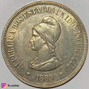 BRAZIL - 1000 Reis 1889 MS (Rio de Janeiro) - Silver Coin - @fc.coins - Picture 1 of 2
