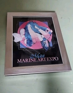 Framed Print Fish Picture Maui Marine Art Expo 91 Poster Framed Coastal 11x9 - Picture 1 of 7