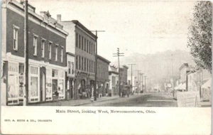1908 OH Postcard Main Street Looking West Newcomerstown St. View Ohio 1900s - Picture 1 of 2