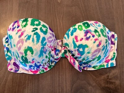 Top de biquíni Victoria's Secret 36D The Beach sem alças com aro chita - Imagem 1 de 3