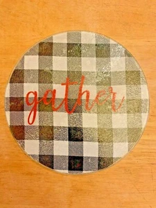 Handmade Textured Tempered Glass 8" Round GATHER Black Check Cutting Board  - Picture 1 of 1