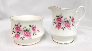 Vintage Royal Windsor Fine Bone China Creamer & Sugar Bowl SET~ Pink Roses - Picture 1 of 6