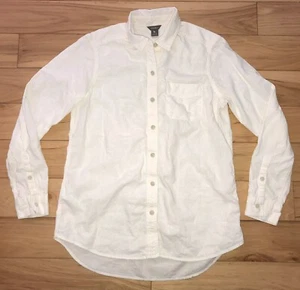 Eddie Bauer Natural Cream Linen/Rayon Button Up Shirt Women’s S Beach Top - Picture 1 of 2