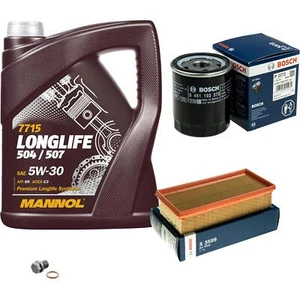 BOSCH Inspektionspaket 5L MANNOL 5W-30 Longlife für Mitsubishi Colt VI 1.3 1.1 - Bild 1 von 8