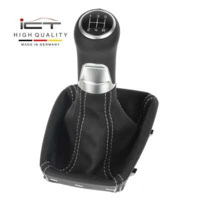 ICT leather gear shift knob boot for Seat Exeo Typ 3R silver stitches B61 - Image 1 of 4