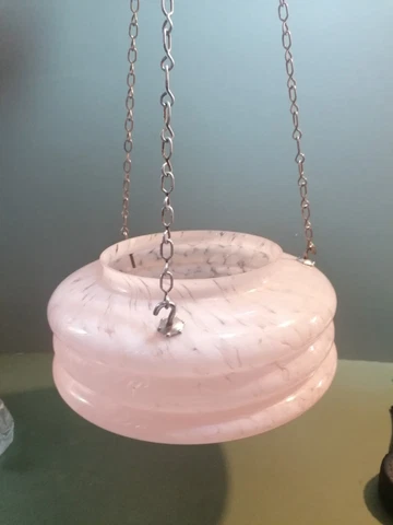 Art Deco Hanging Pink Glass Bowl Flycatcher Plaffonier Light Shade/Hooks/Chains Cover