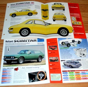 2- 1968 RELIANT SCIMITAR SE4B ESPECIFICACIONES INFORMACIÓN PÓSTER ORIGINAL FOLLETOS VINTAGE 68 GT - Imagen 1 de 1