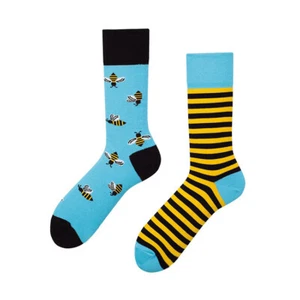 2 Pairs ODD Sox Colorful Crazy Socks Vintage Design Gift for Adult Striped Bee - Picture 1 of 1