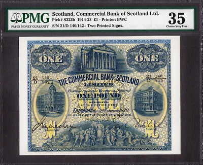 Commercial Bank of SCOTLAND Ltd One Pound 2nd January 1920 Pick-S323b VF PMG 35 - Image 1 of 2
