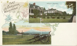 Fort Vancouver WA * Parade Ground / Officers Quarters ca. 1905 Cannon - Picture 1 of 2