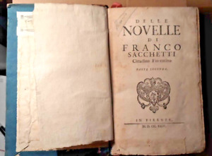 Delle Novelle di Franco Sacchetti rare 1st edition 1724 - Rebound
