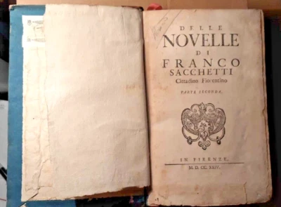 Delle Novelle di Franco Sacchetti – Parte Seconda – First Edition 1724, Firenze - Image 1 of 4