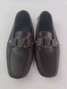 Louis Vuitton Brown Leather LV Loafers Mens Size 8. - Picture 1 of 23