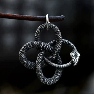 Solomon's Knot Snake Pendant goth punk occult pagan alternative biker - Picture 1 of 3