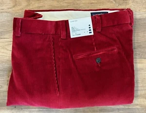 NWT Men’s LANDS’ END Deep RED Wide Whale Corduroy Slacks Pants Flat Front 32x30¼ - Picture 1 of 7