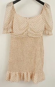 New 79$ ASTR Women's XL Pink Swiss Dot Smock Chiffon Puff Sleeve Mini Dress - Picture 1 of 7