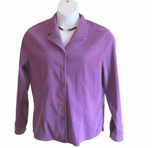 ULTRAVIOLET Purple Moleskin Shirt Size XL 16 18 Blouse TOP Architect L/S Stretch - Picture 1 of 6