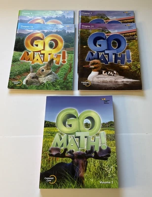 Lot of 5 educational Paperback workbooks: Go Math! Grades K, 2, 3 Common Core - Image 1 of 4