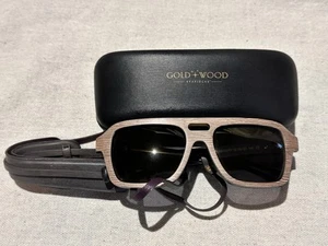 Brand New Authentic Gold and Wood Sunglasses ASHBURY 02 56-21-140 - Picture 1 of 7