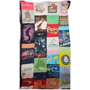 Vintage 90s Y2K Mosaic T-shirt Quilt Michael jackson Nascar South Carolina 80x48 - Picture 1 of 5